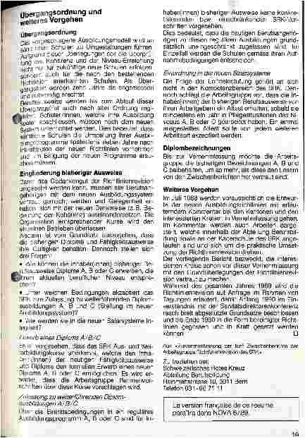 Vorschauseite 2: SRK-Informationen Richtlinienrevision der Krankenpflegeausbildungen