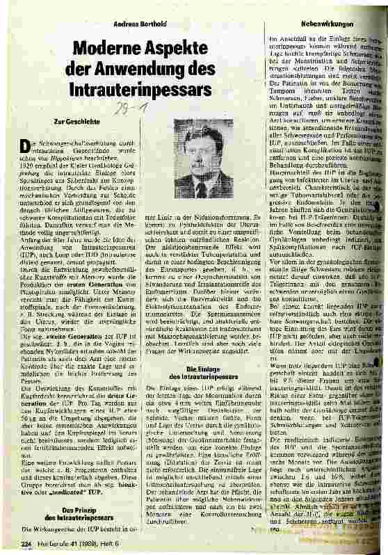 Vorschauseite 1: Moderne Aspekte der Anwendung des Intrauterinpessars