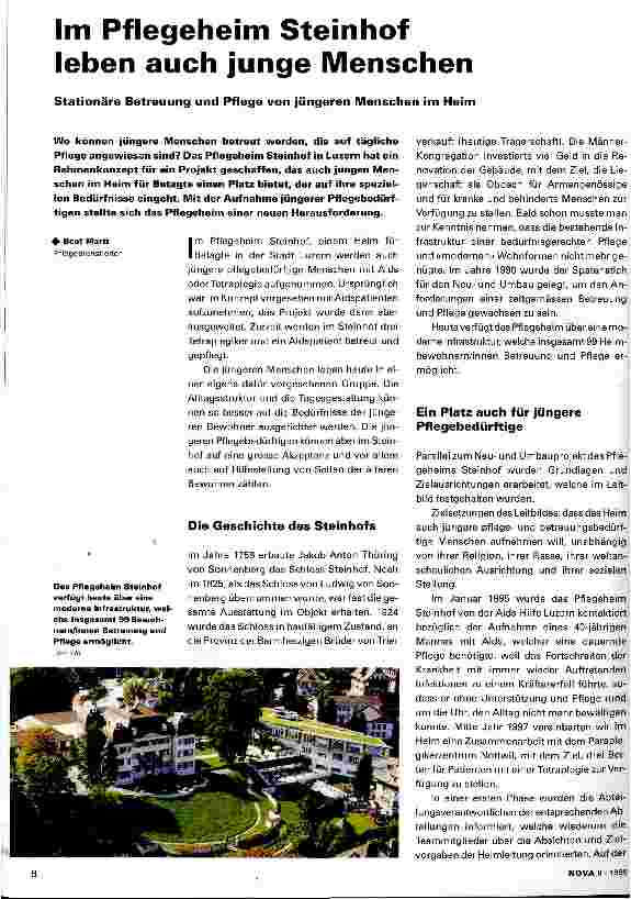 Vorschauseite 1: Im Pflegeheim Steinhof leben auch junge Menschen Stationäre Betreuung und Pflege von jüngeren Menschen im Heim