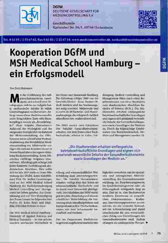 Vorschauseite 1: Kooperation DGfM und MSH Medical School Hamburg ein Erfolgsmodell
