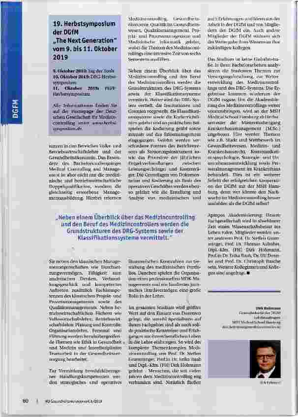 Vorschauseite 2: Kooperation DGfM und MSH Medical School Hamburg ein Erfolgsmodell