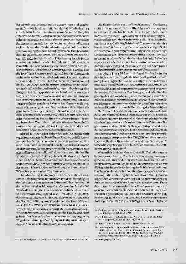 Vorschauseite 4: Stellenwirksame Abordnungen und Umsetzungen von Beamten