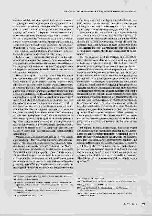 Vorschauseite 6: Stellenwirksame Abordnungen und Umsetzungen von Beamten