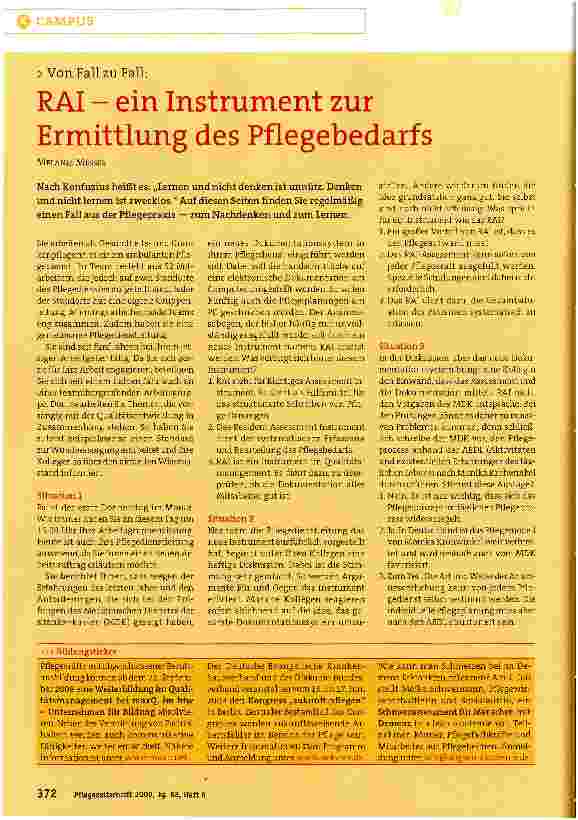 Vorschauseite 1: RAI - ein Instrument zur Ermittlung des Pflegebedarfs