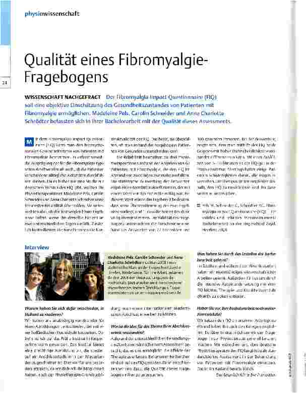 Vorschauseite 1: Qualität eines Fibromyalgie-Fragebogens