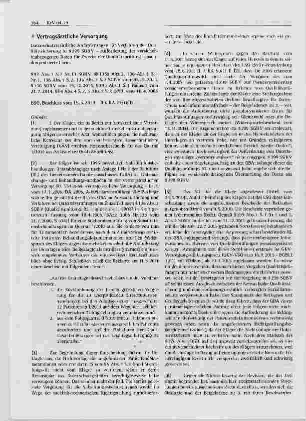Vorschauseite 1: Vertragsärztliche Versorgung Datenschutzrechtliche Anforderungen für Verfahren der Qualitätssicherung in §299 SGBV - Anforderung der versichertenbezogenen Daten für Zwecke der Qua…