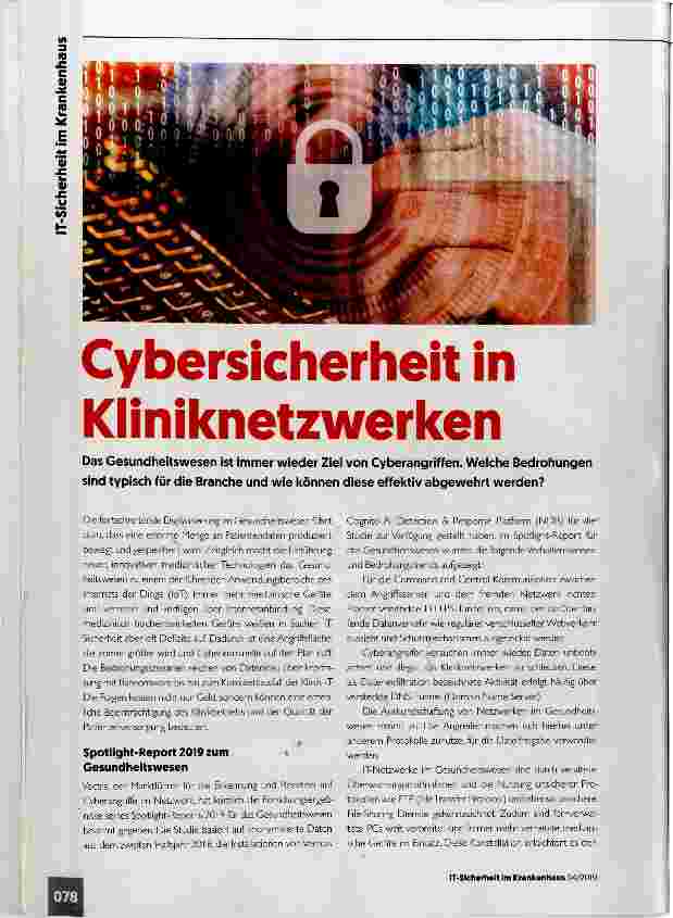 Vorschauseite 1: Cybersicherheit in Kliniknetzwerken