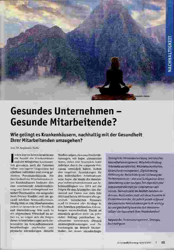 Vorschauseite 1: Gesundes Unternehmen Gesunde Mitarbeitende?