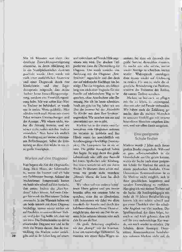 Vorschauseite 2: Unser Leben mit dem Rett-Syndrom