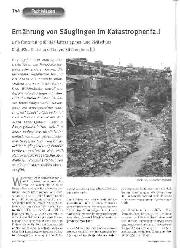 Vorschauseite 1: Ernährung von Säuglingen im Katastrophenfall