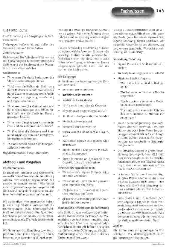 Vorschauseite 2: Ernährung von Säuglingen im Katastrophenfall