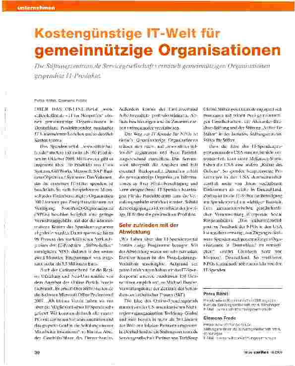 Vorschauseite 1: Kostengünstige IT-Welt für gemeinnützige Organisationen