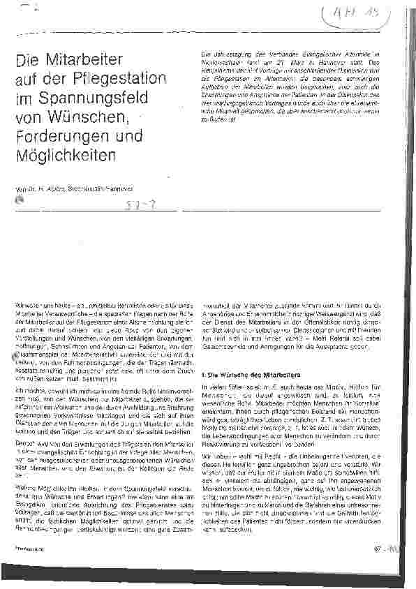 Vorschauseite 1: Die Mitarbeiter auf der Pflegestation im Spannungsfeld von Wünschen, Forderungen und Möglichkeiten