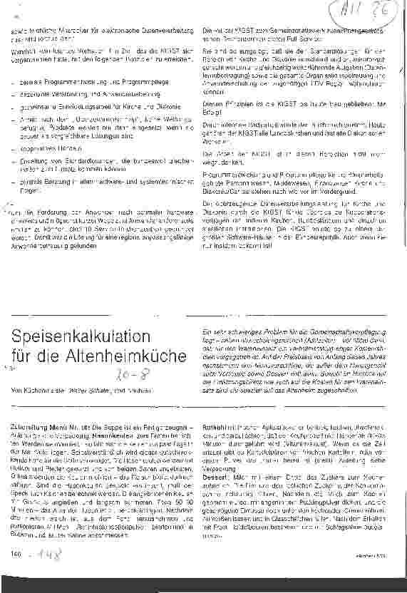 Vorschauseite 1: Speisenkalkulation für die Altenheimküche