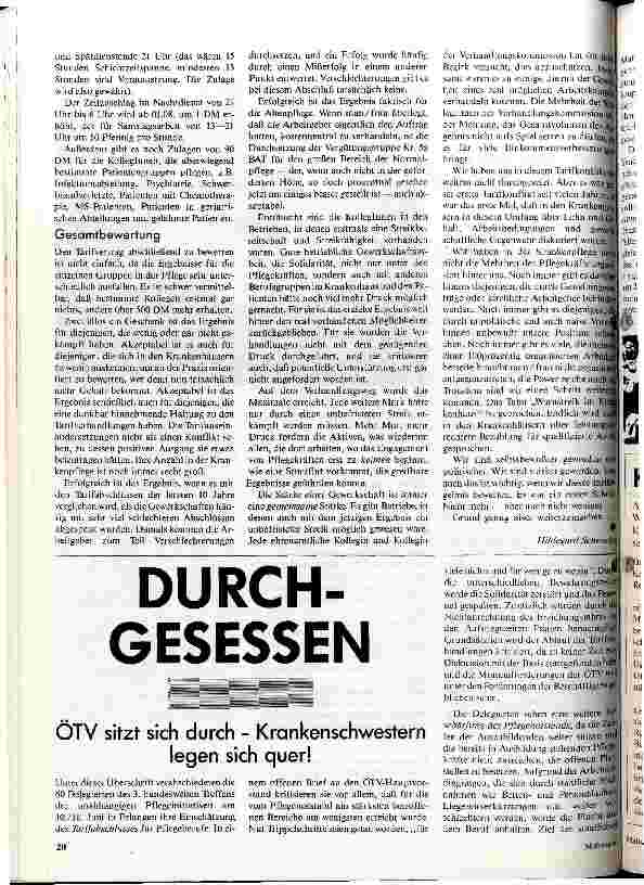 Vorschauseite 3: Tarifabschluß 1. öffentlichwirksame Tarifauseinandersetzung in der Pflege