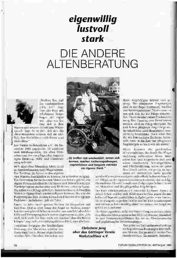 Vorschauseite 1: Die andere Altenberatung Göttinger Verein Herbstzeitlose e.V.