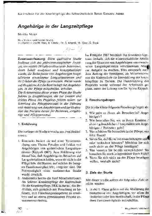 Vorschauseite 1: Angehörige in der Langzeitpflege
