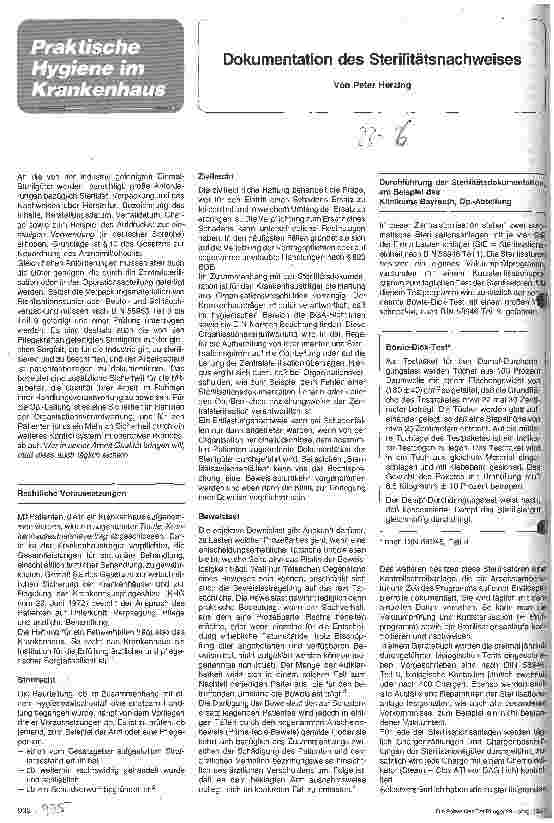 Vorschauseite 1: Dokumentation des Sterilätsnachweises