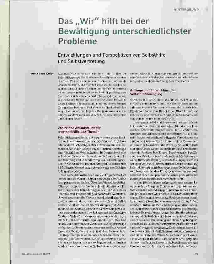 Vorschauseite 1: Das „Wir hilft bei der Bewältigung unterschiedlichster Probleme