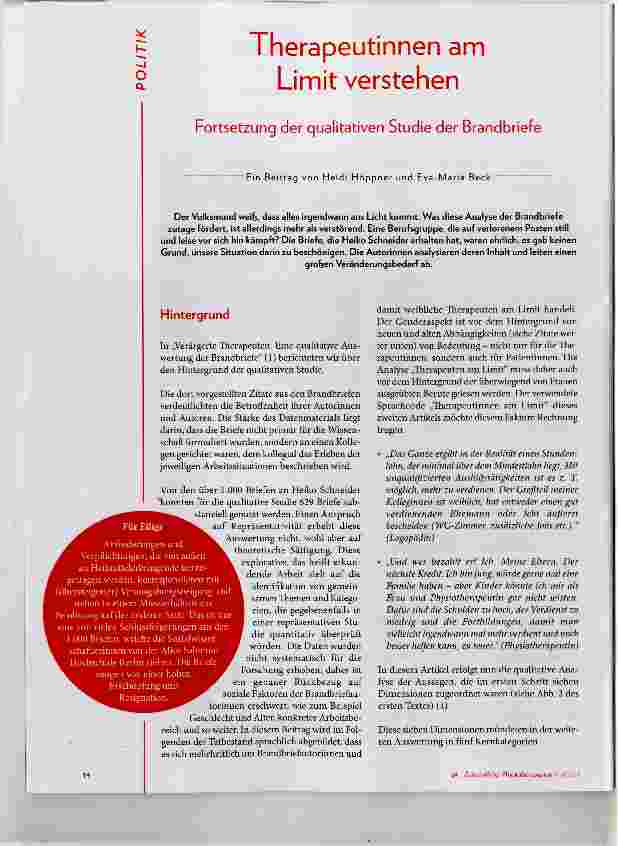 Vorschauseite 1: Therapeutinnen am Limit verstehen