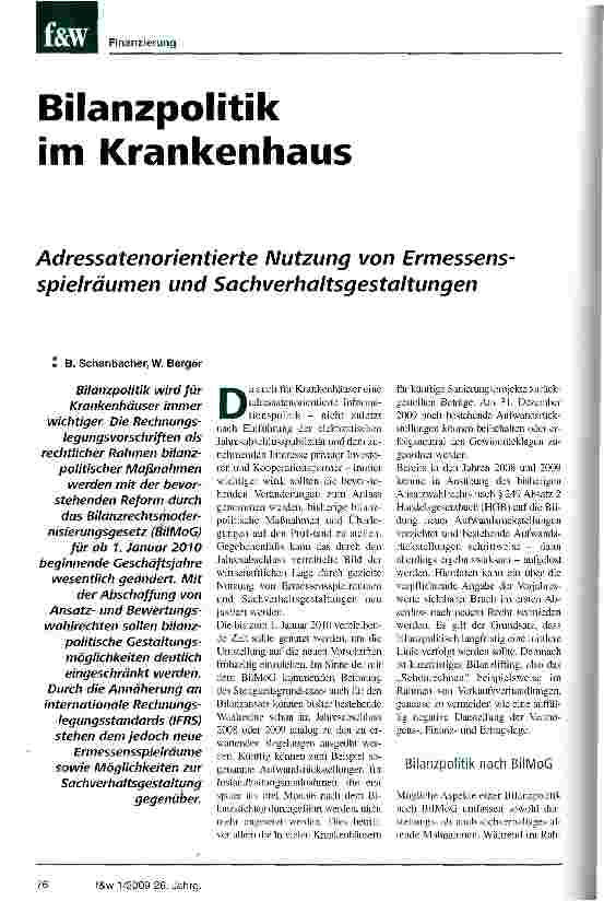 Vorschauseite 1: Bilanzpolitik im KrankenhausAdressatenorientierte Nutzung von Ermessensspielräumen und Sachverhaltsgestaltungen