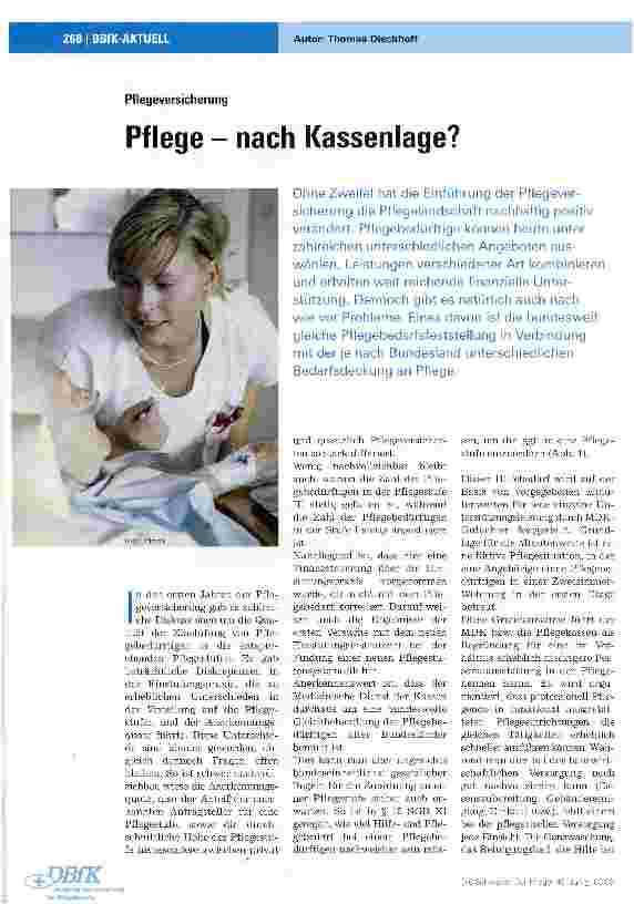 Vorschauseite 1: Pflege - nach Kassenlage?