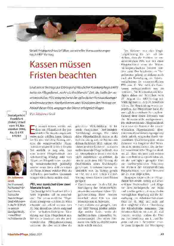 Vorschauseite 1: Kassen müssen Fristen beachten