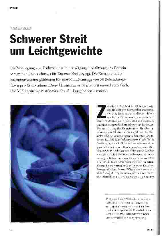 Vorschauseite 1: Schwerer Streit um Leichtgewichte