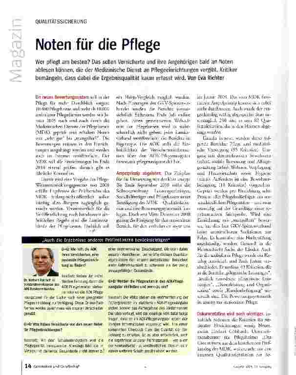 Vorschauseite 1: Noten für die Pflege