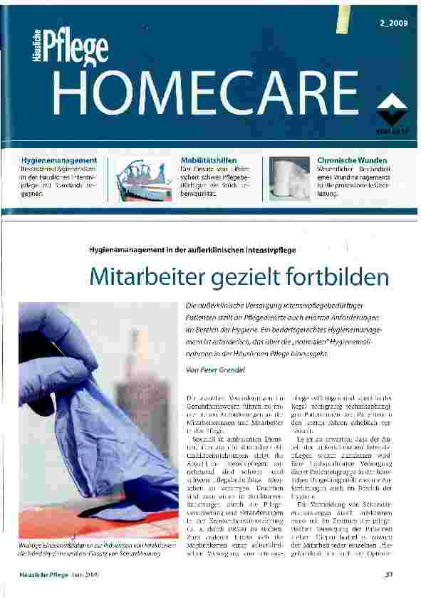 Vorschauseite 1: Hygienemanagement in der außerklinischen IntensivpflegeMitarbeiter gezielt fortbilden