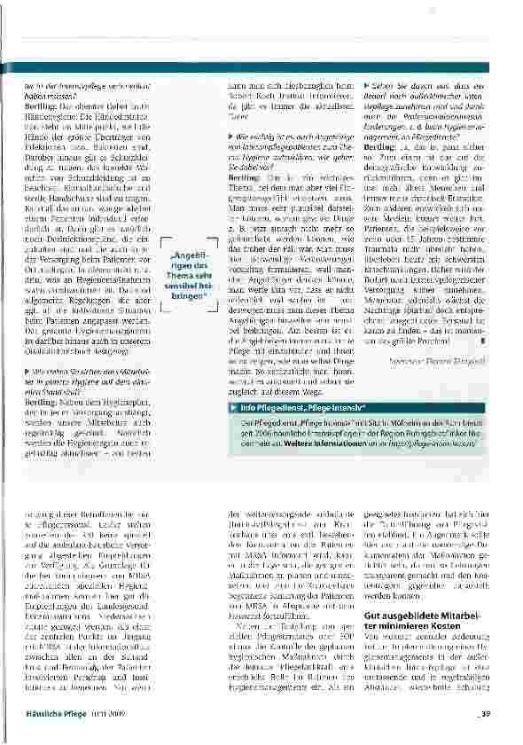 Vorschauseite 3: Hygienemanagement in der außerklinischen IntensivpflegeMitarbeiter gezielt fortbilden