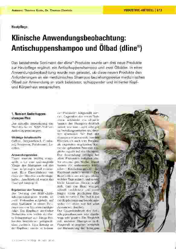 Vorschauseite 1: Klinische Anwendungsbeobachtung: Antischuppenshampoo und Ölbad (dline)
