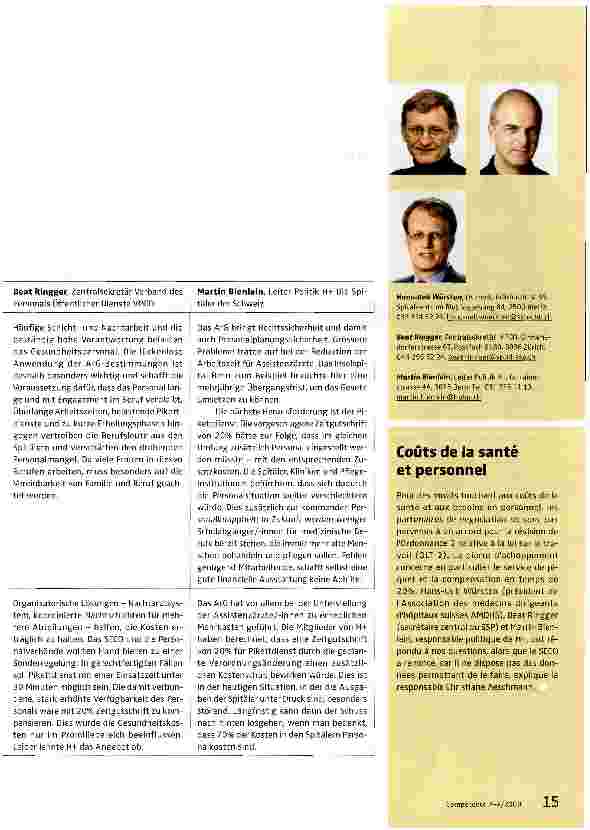 Vorschauseite 2: ArG, Personalverfügbarkeit und Gesundheitskosten