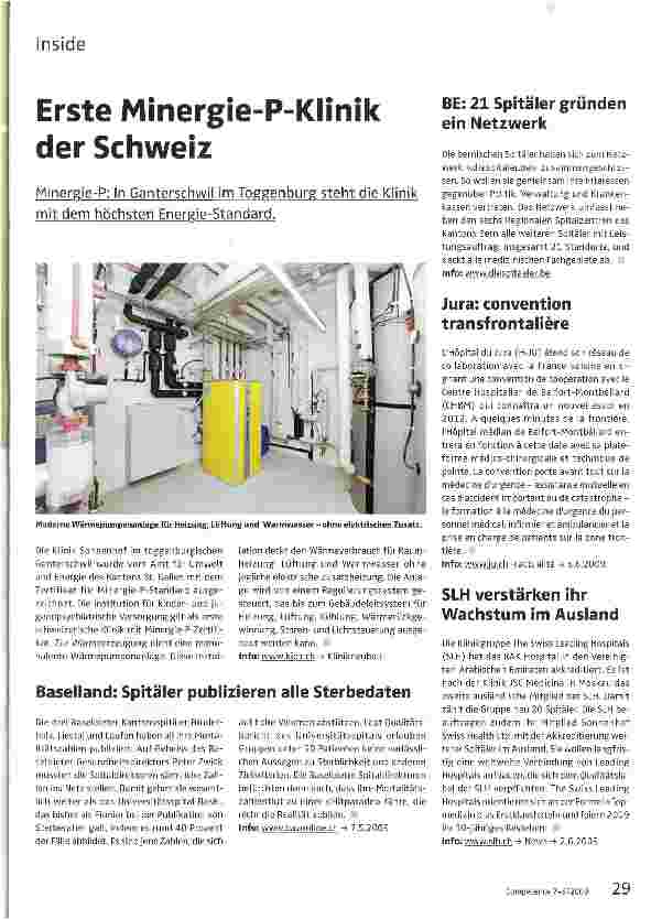 Vorschauseite 1: Erste Minergie-P-Klinik der Schweiz