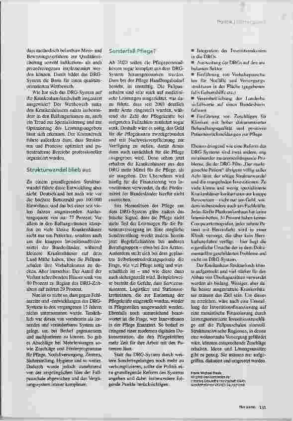 Vorschauseite 2: IGW-Kolumne 15 Jahre DRG Eine Bilanz