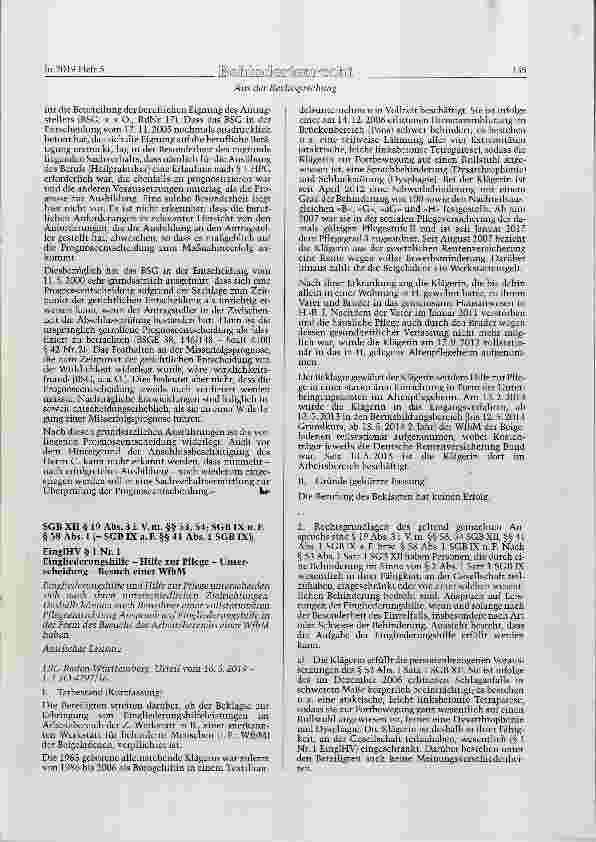 Vorschauseite 1: Eingliederungshilfe Hilfe zur Pflege Unterscheidung Besuch einer WfbM