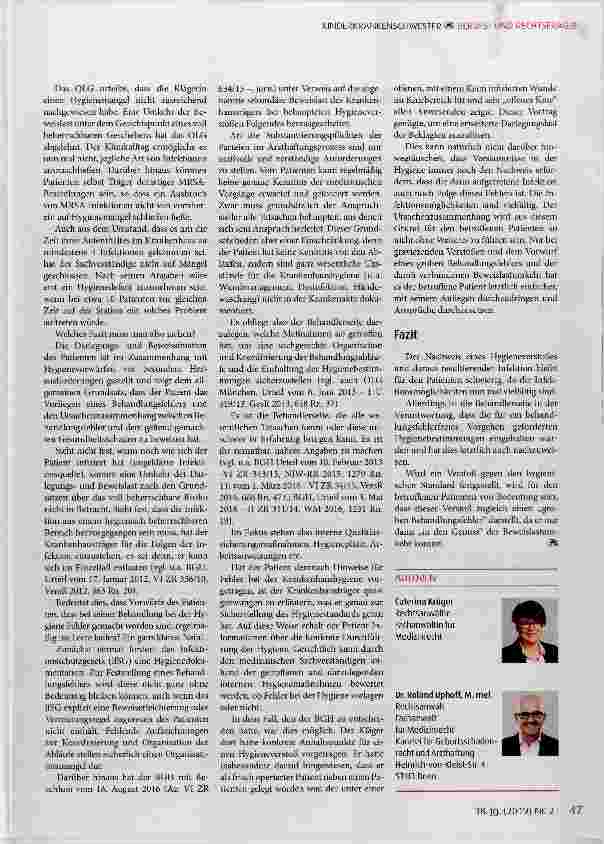 Vorschauseite 2: Infektionen im Krankenhaus beherrschbar oder nicht? Eine Betrachtung unter haftungsrechtlichen Gesichtspunkten