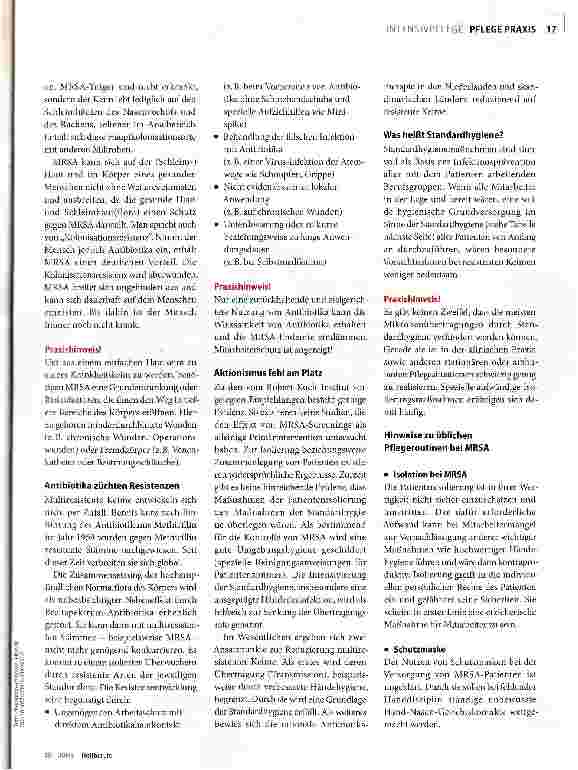 Vorschauseite 2: MRSA - Angemessen reagieren