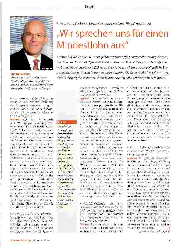 Vorschauseite 1: „Wir sprechen uns für einen Mindestlohn aus