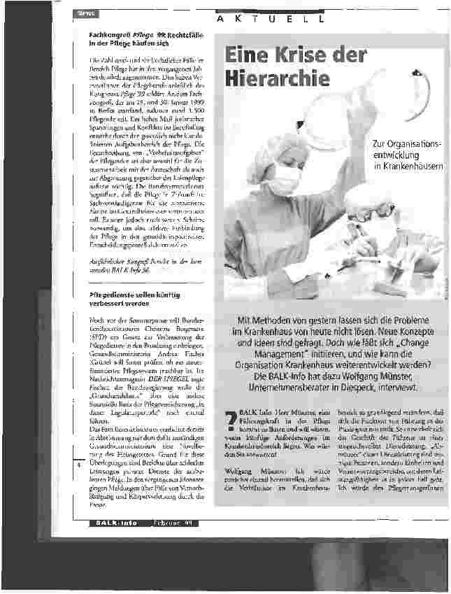 Vorschauseite 1: Eine Krise der Hierarchie Zur Organisationsentwicklung in Krankenhäusern