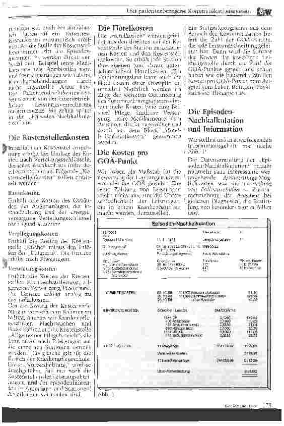 Vorschauseite 2: Das patientenbezogene Kommunikationssystem Erfahrungen im St. Elisabethen-Krankenhaus Lörrach, Kostenrechnung