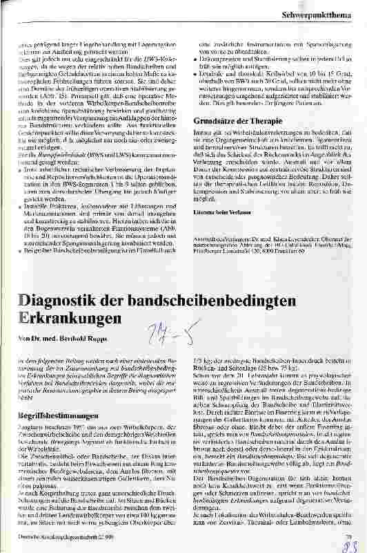 Vorschauseite 1: Diagnostik der bandscheibenbedingten Erkrankungen