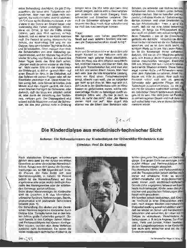 Vorschauseite 1: Die Kinderdialyse der Universitätsklinik in Köln Die Kinderdialyse aus medizin-technischer Sicht