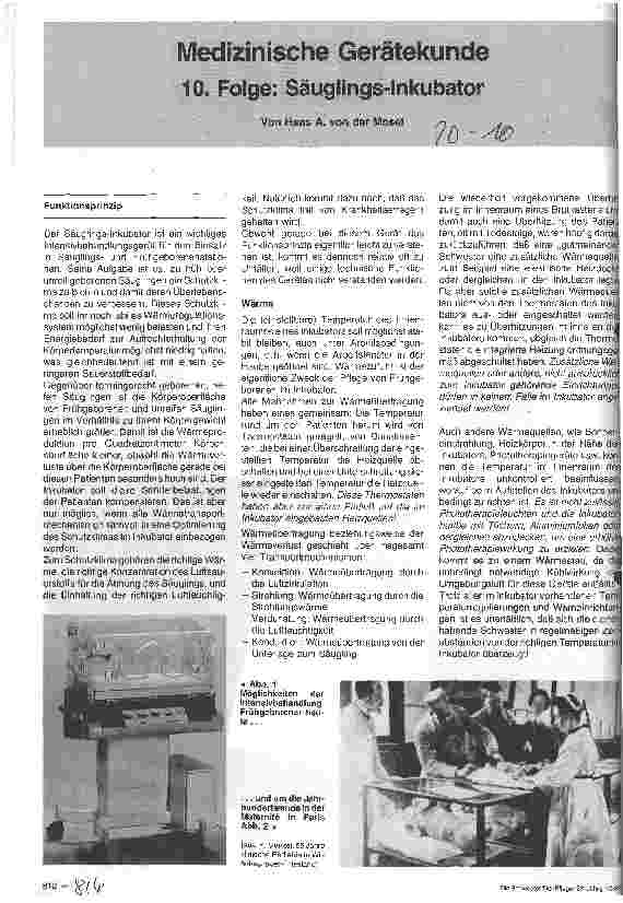 Vorschauseite 1: Medizinische Gerätekunde 10. Folge: Säuglings-Inkubator