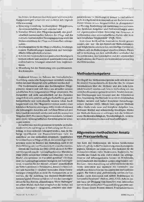Vorschauseite 2: Methodische Kompetenzen von Praxisanleiterinnen für die hochschulische Ausbildung