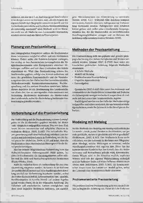 Vorschauseite 3: Methodische Kompetenzen von Praxisanleiterinnen für die hochschulische Ausbildung
