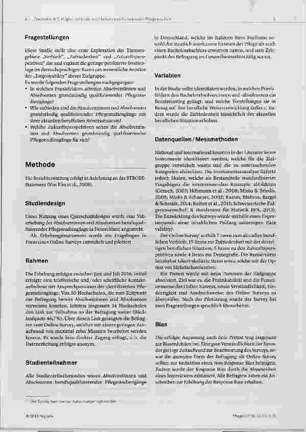 Vorschauseite 3: Berufsperspektiven von Absolventinnen und Absolventen grundständig qualifizierender Pflegestudiengänge - Ergebnisse einer bundesweiten Verbleibstudie
