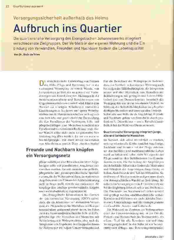 Vorschauseite 1: Aufbruch ins Quartier