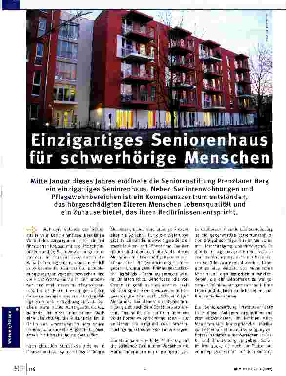Vorschauseite 1: Einzigartiges Seniorenhaus für schwerhörige Menschen