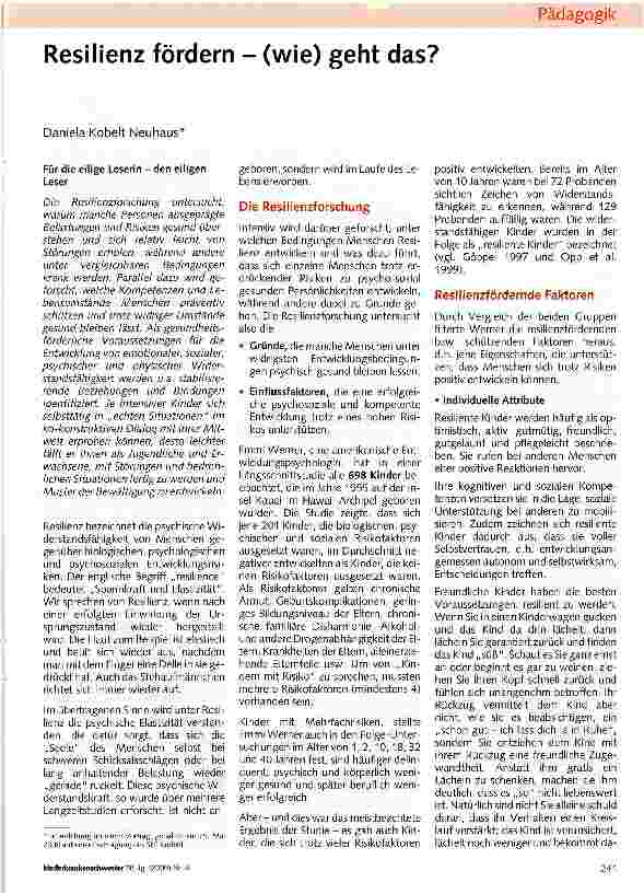 Vorschauseite 1: Resilienz fördern - (wie) geht das?